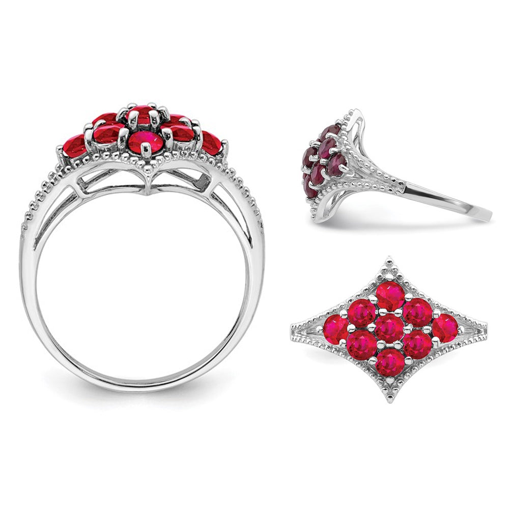 1.35 Carat (ctw) Ruby Cluster Ring in Sterling Silver Image 2