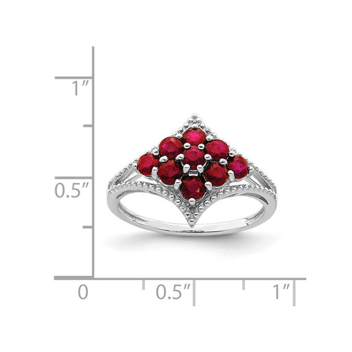 1.35 Carat (ctw) Ruby Cluster Ring in Sterling Silver Image 3