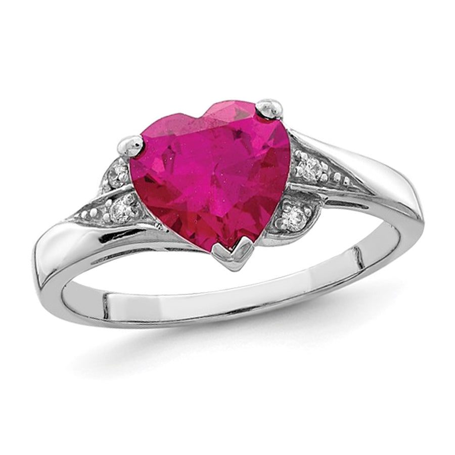 Lab-Created Ruby Heart Promise Ring in Sterling Silver Image 1