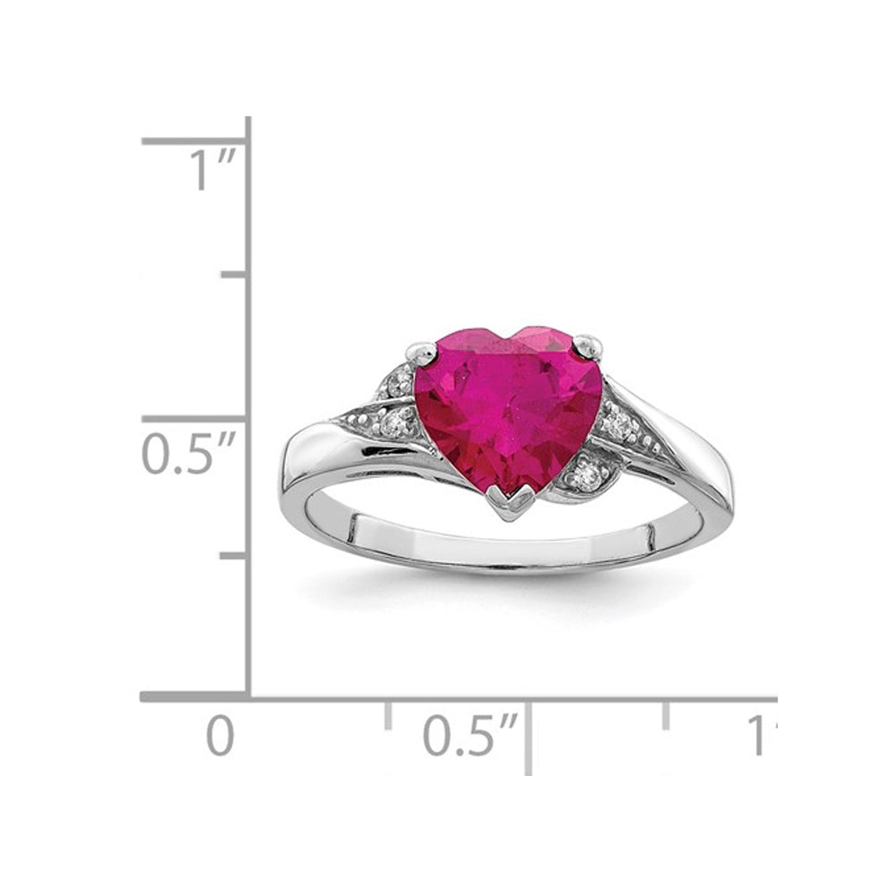 Lab-Created Ruby Heart Promise Ring in Sterling Silver Image 3