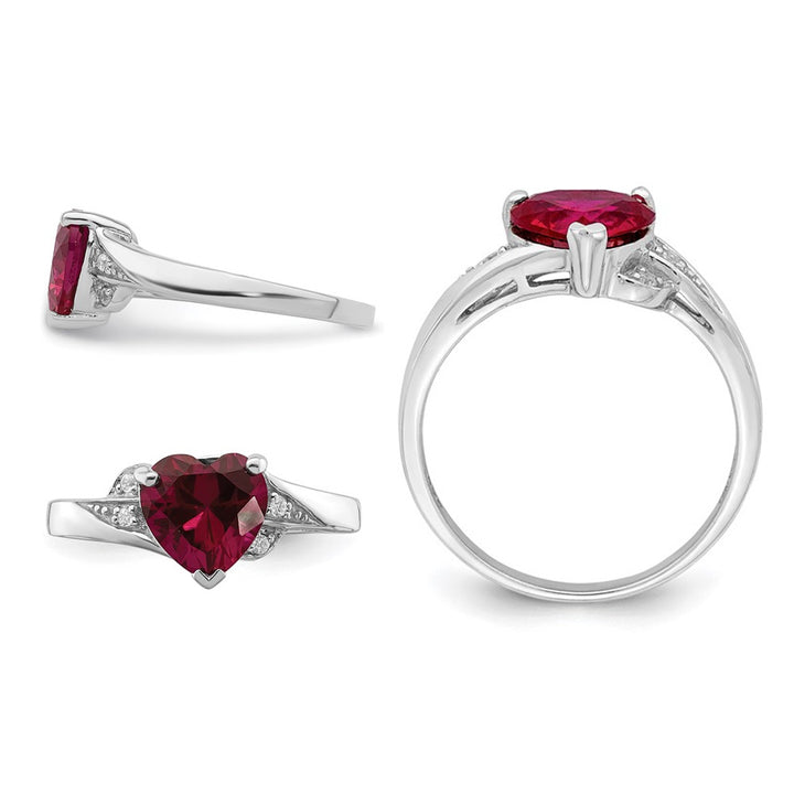 Lab-Created Ruby Heart Promise Ring in Sterling Silver Image 4