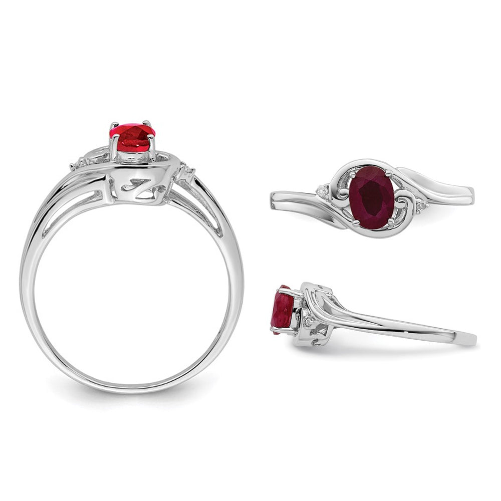 2/5 Carat (ctw) Oval-Cut Ruby Ring in Sterling Silver Image 4