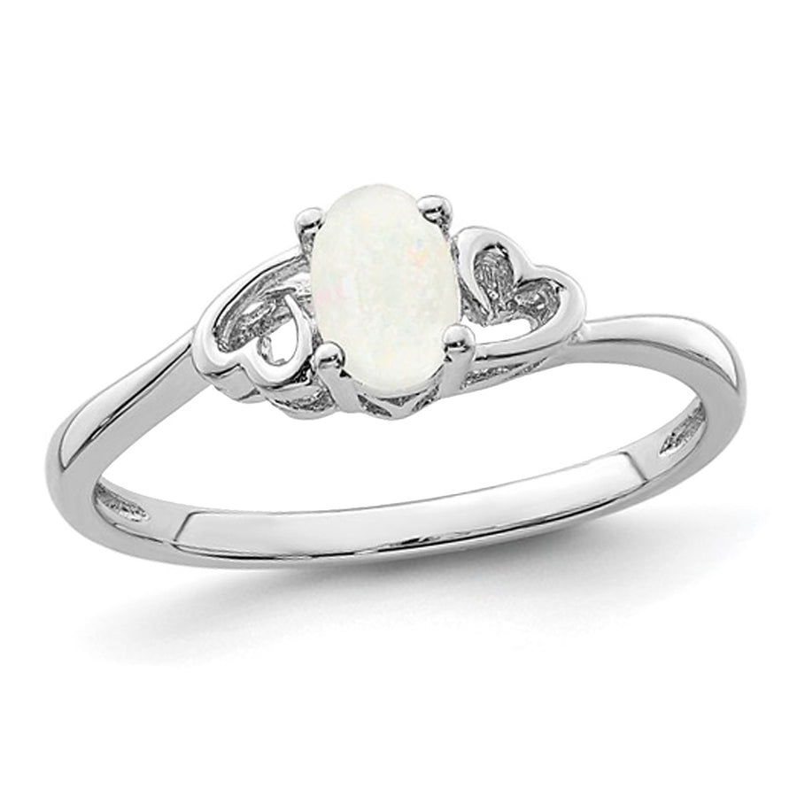 1/3 Carat (ctw) Lab-Created Opal Heart Ring in Sterling Silver Image 1