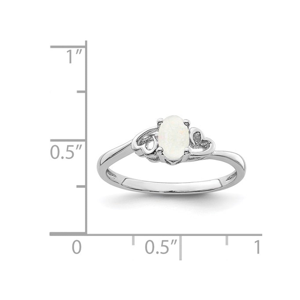 1/3 Carat (ctw) Lab-Created Opal Heart Ring in Sterling Silver Image 3