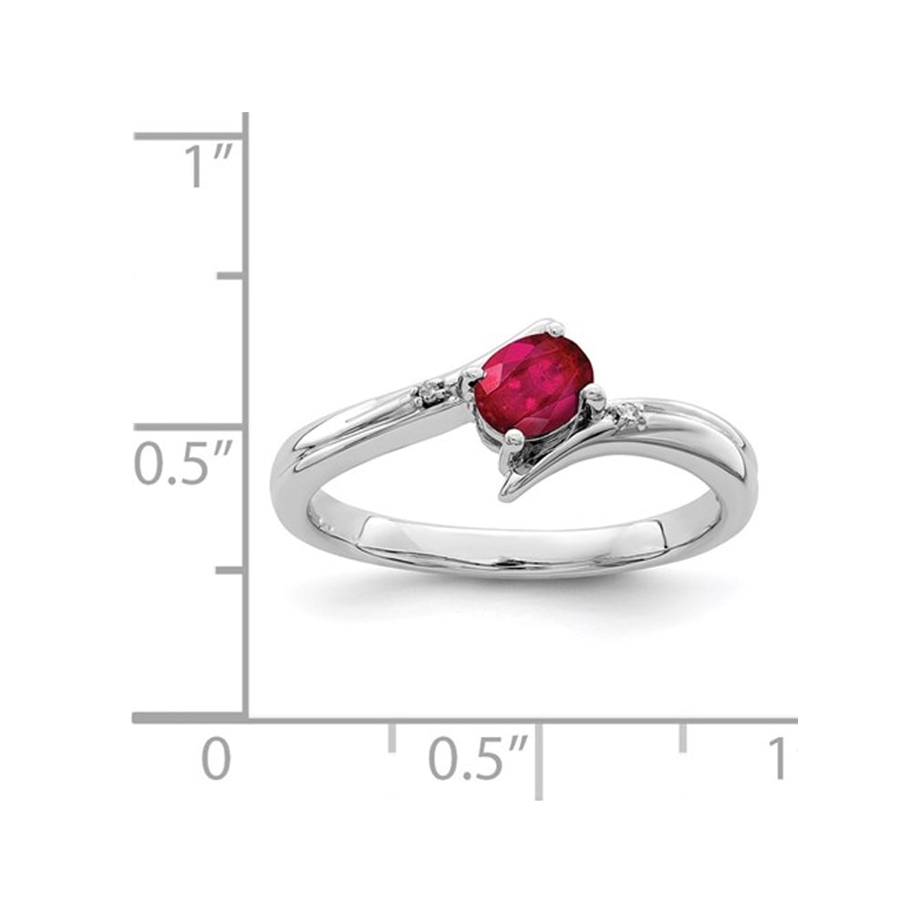 1/3 Carat (ctw) Oval-Cut Ruby Ring in Sterling Silver Image 2