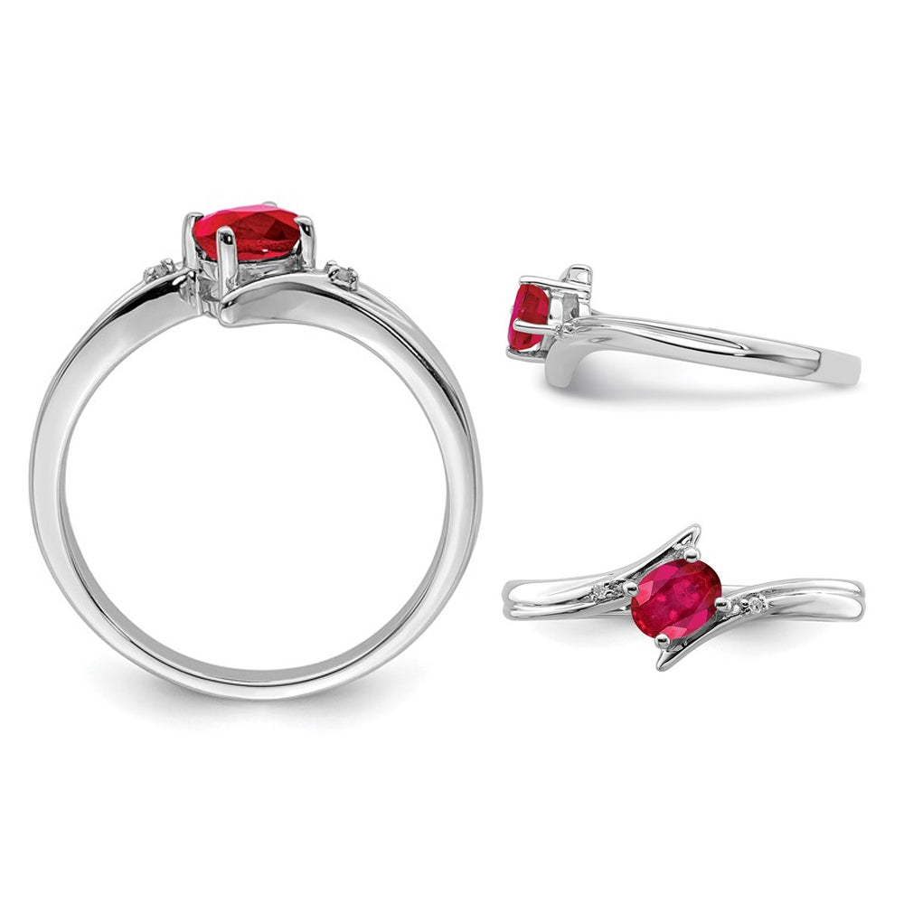 1/3 Carat (ctw) Oval-Cut Ruby Ring in Sterling Silver Image 3