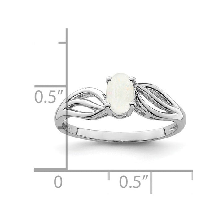 1/4 Carat (ctw) Lab-Created Opal Ring in Sterling Silver Image 3