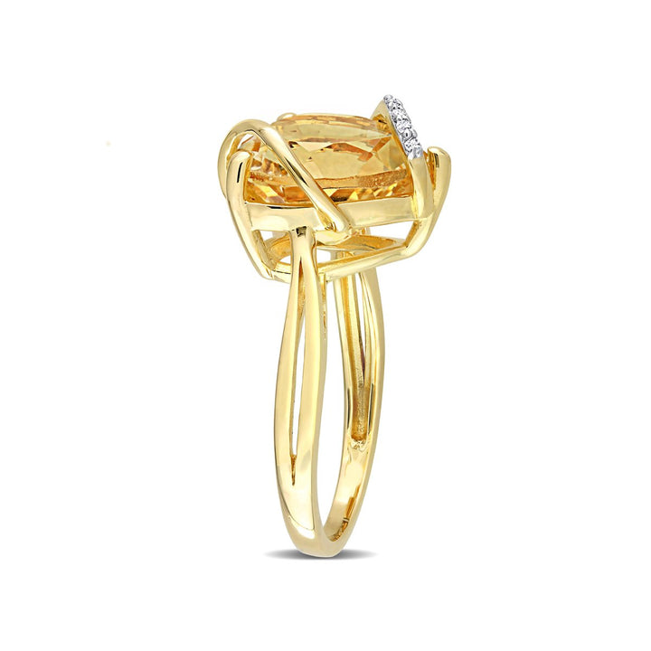 6.50 Carat (ctw) Citrine Promise Heart Ring in Plated Sterling Silver with Accent Diamonds Image 3