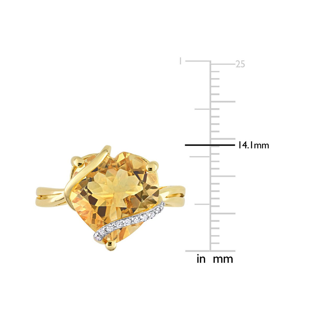 6.50 Carat (ctw) Citrine Promise Heart Ring in Plated Sterling Silver with Accent Diamonds Image 4