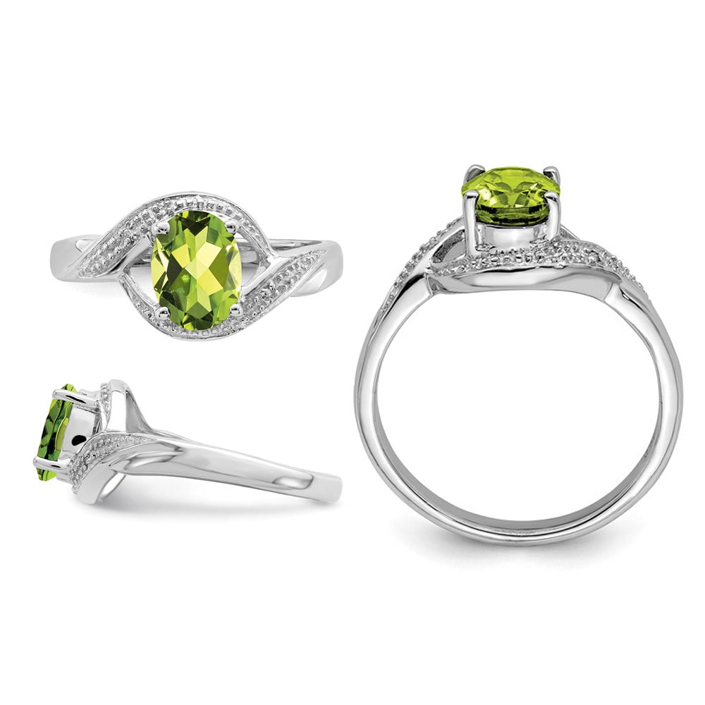 1.25 Carat (ctw) Oval Peridot Ring in Sterling Silver Image 4