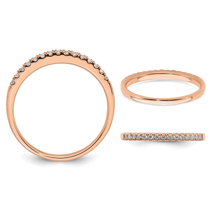 1/8 Carat (ctw) Diamond Wedding Band Ring in 14K Rose Pink Gold Image 3