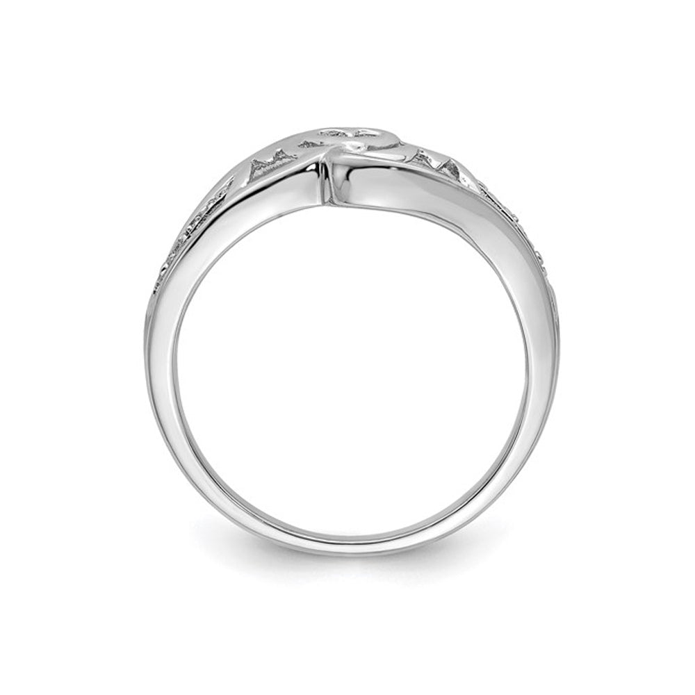 Sterling Silver Rhodium Plated MOM Heart Ring Image 2