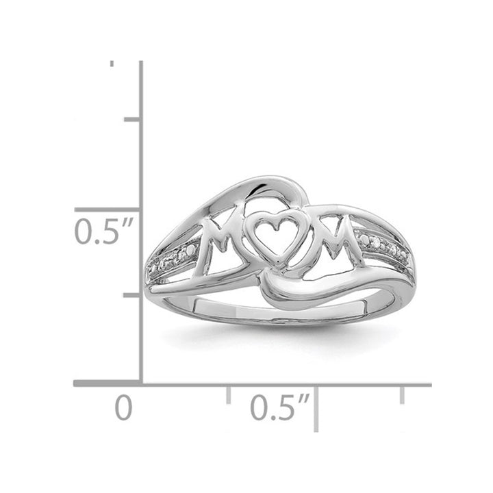 Sterling Silver Rhodium Plated MOM Heart Ring Image 3