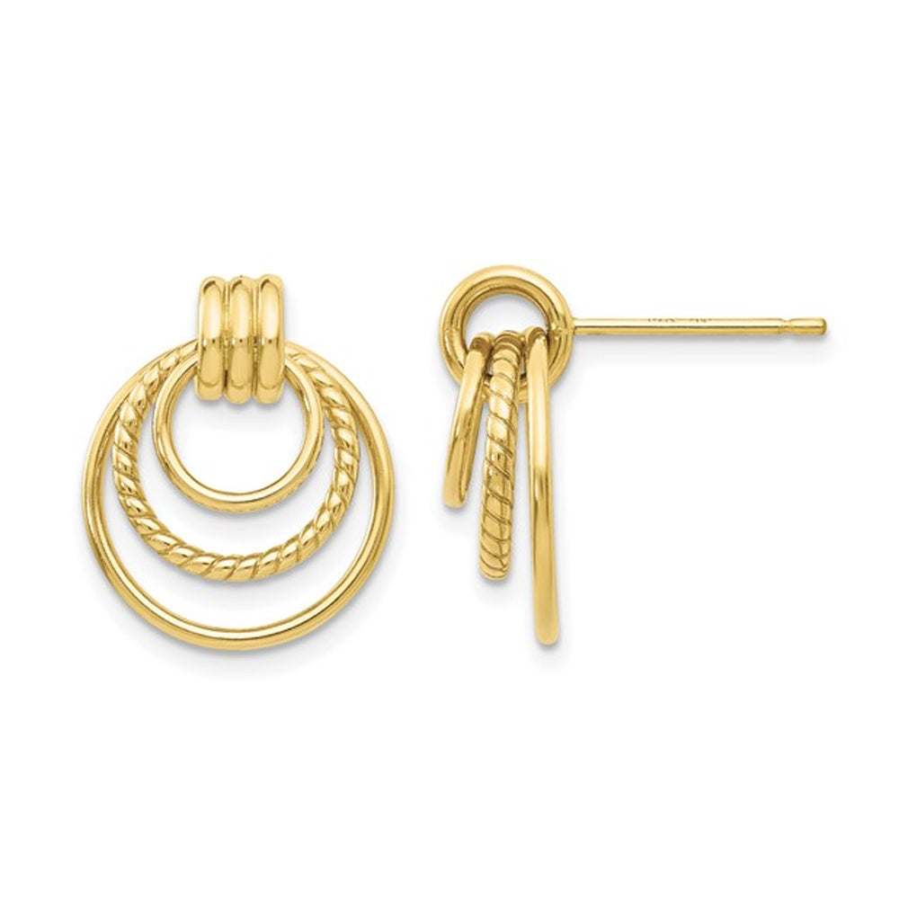 10K Yellow Gold Polished Tri-Circle Post Earrings Image 1