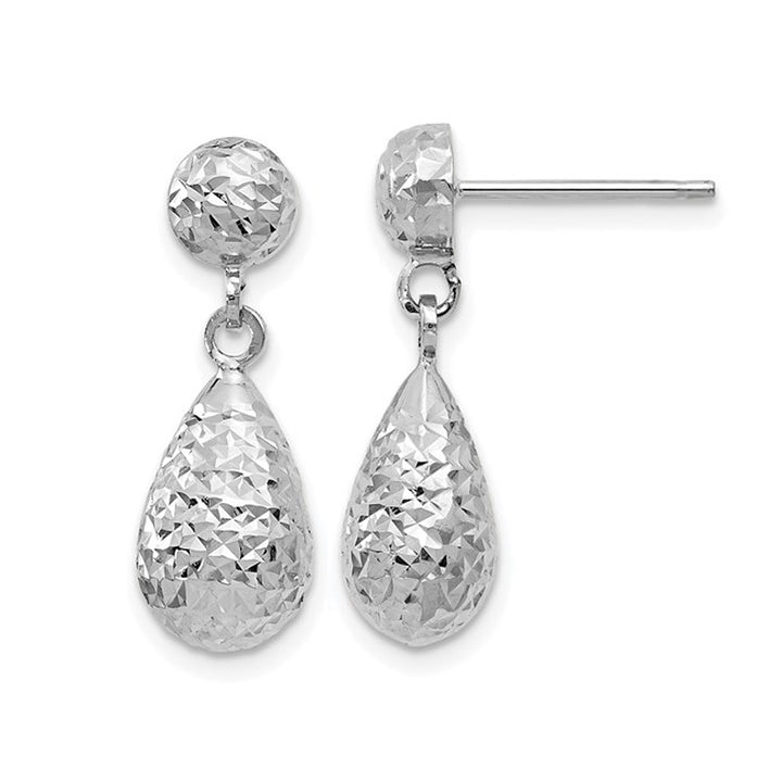 10K White Gold Dangle Drop Earrings Image 1