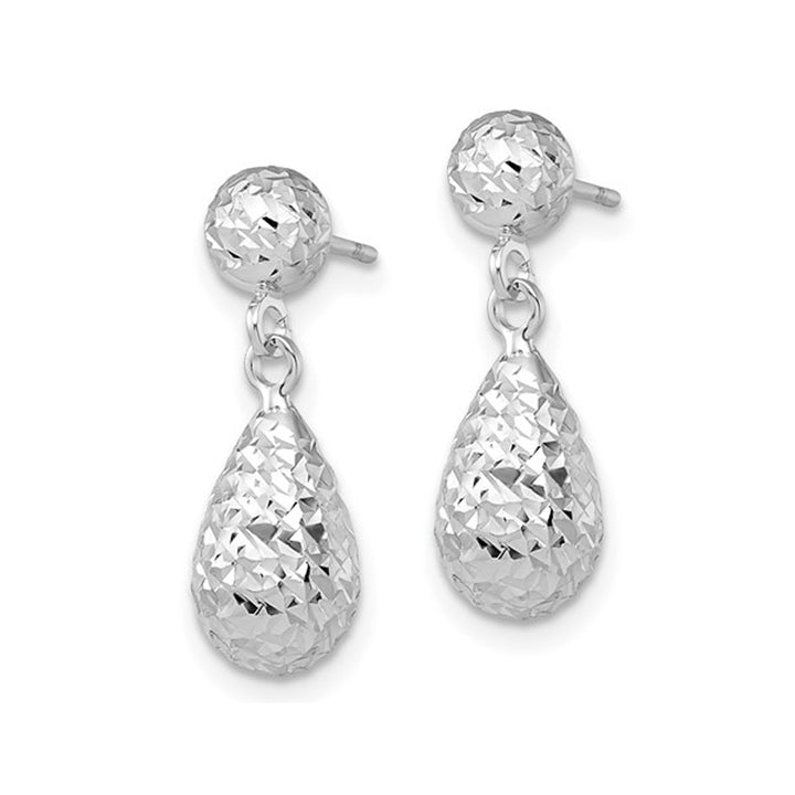 10K White Gold Dangle Drop Earrings Image 3