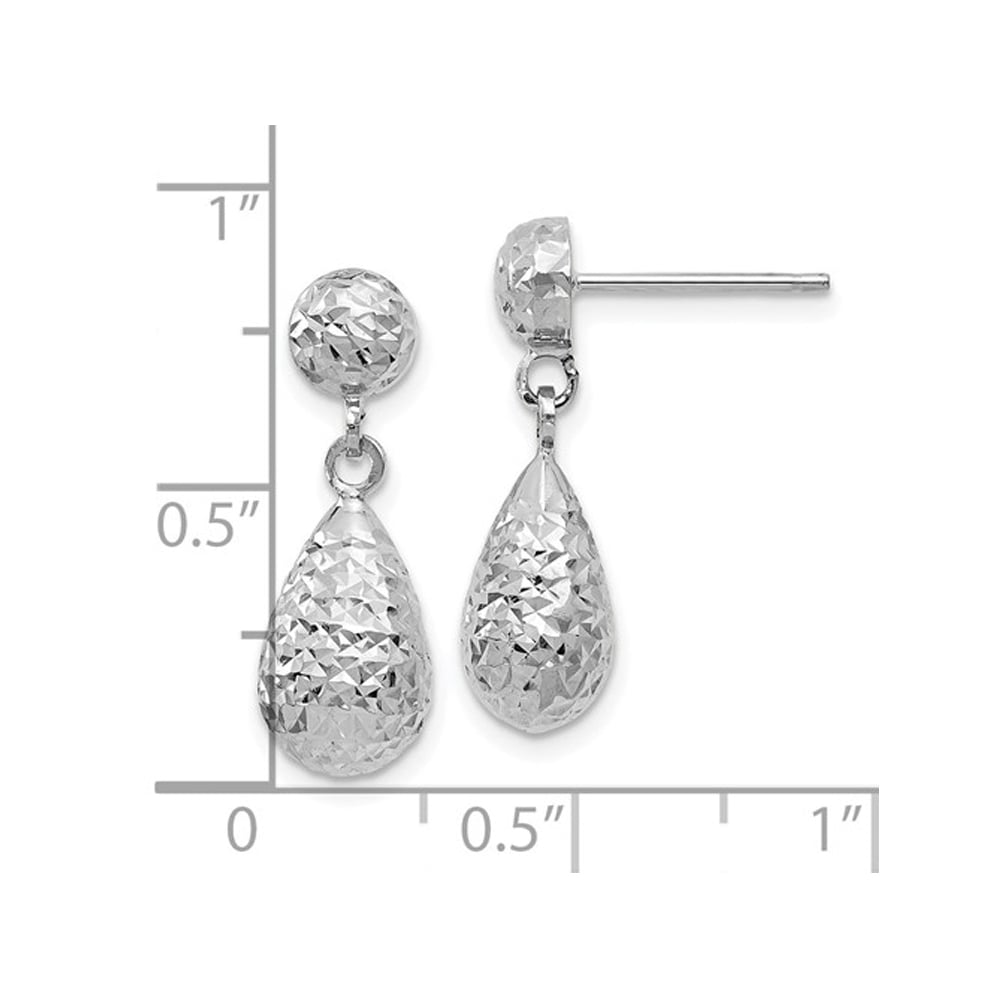 10K White Gold Dangle Drop Earrings Image 4