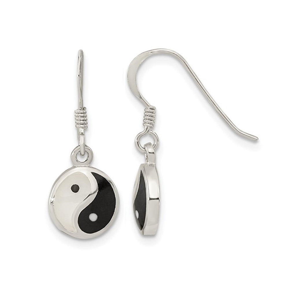 Sterling Silver Mother of Pearl Yin and Yang Dangle Earrings Image 1