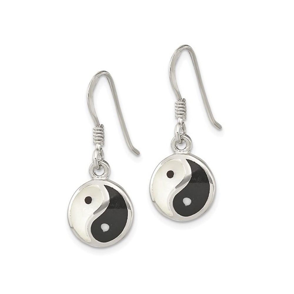 Sterling Silver Mother of Pearl Yin and Yang Dangle Earrings Image 3