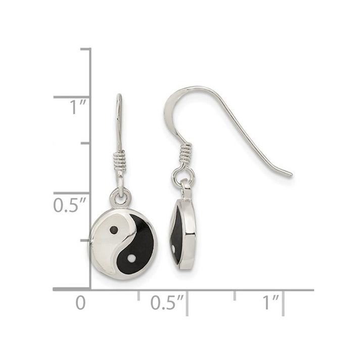 Sterling Silver Mother of Pearl Yin and Yang Dangle Earrings Image 4