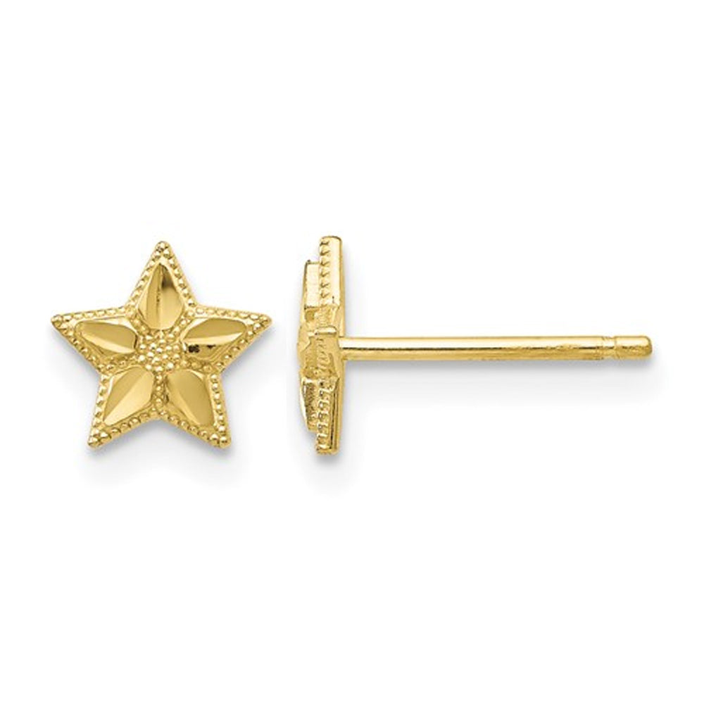 10K Yellow Gold Polished Star Post Earrings Image 1