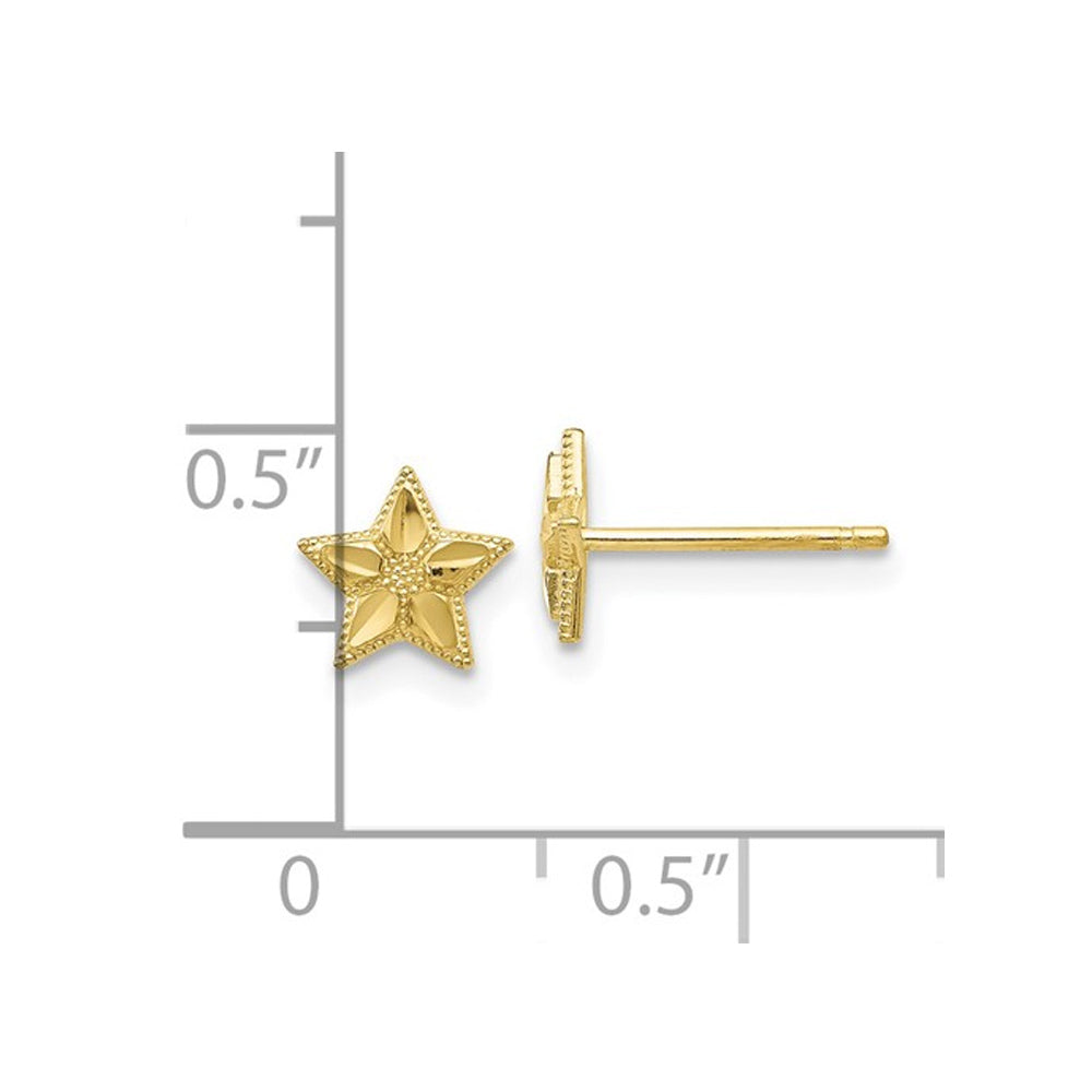 10K Yellow Gold Polished Star Post Earrings Image 3