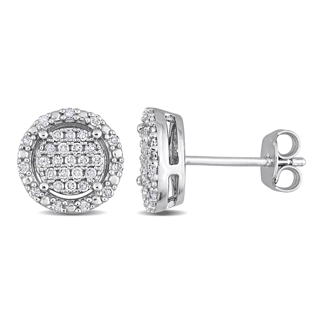 3/10 Carat (ctw) Diamond Cluster Earrings in Sterling Silver Image 1