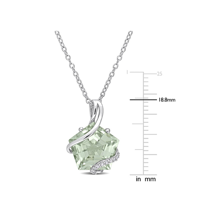 6.50 Carat (ctw) Green Quartz Pendant Necklace in Rose Pink Plated Sterling Silver with Chain Image 2