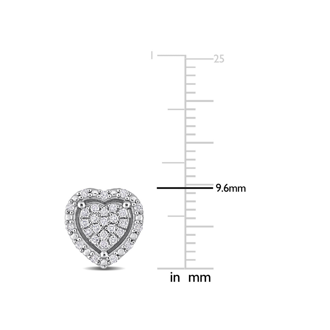 3/10 Carat (ctw) Diamond Cluster Heart Earrings in Sterling Silver Image 3