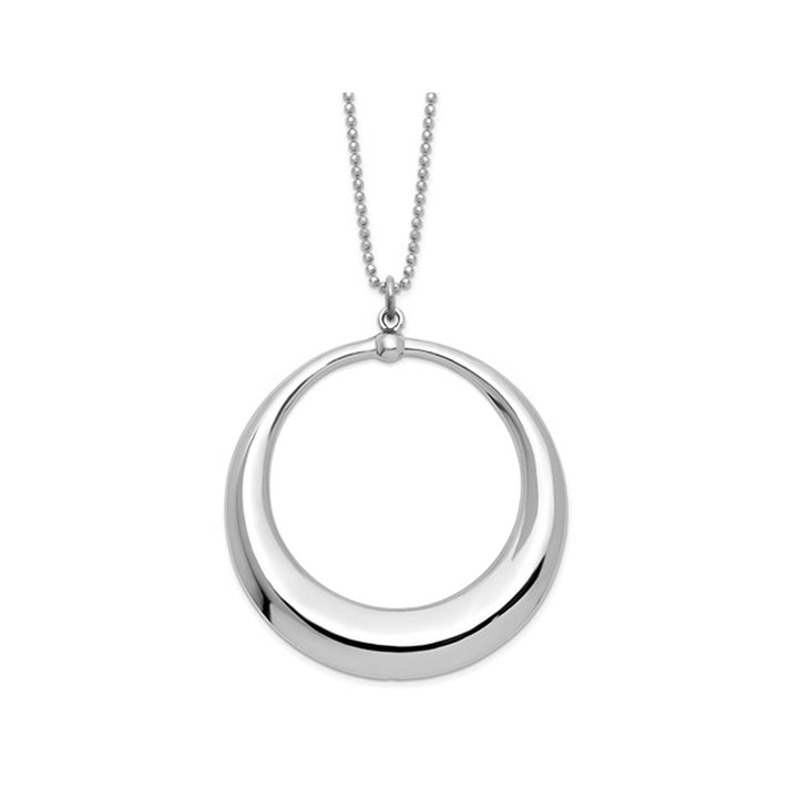 Sterling Silver Circle Dangle Pendant Necklace with Chain Image 1