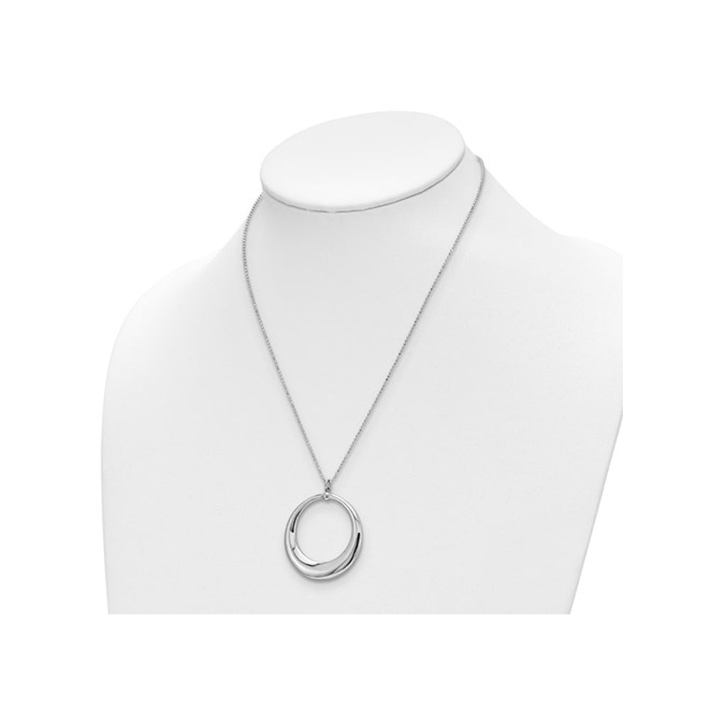 Sterling Silver Circle Dangle Pendant Necklace with Chain Image 2