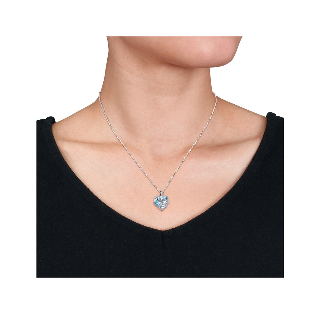 7.00 Carat (ctw) Sky Blue Topaz Heart Pendant Necklace in Rose Sterling Silver with Chain Image 2