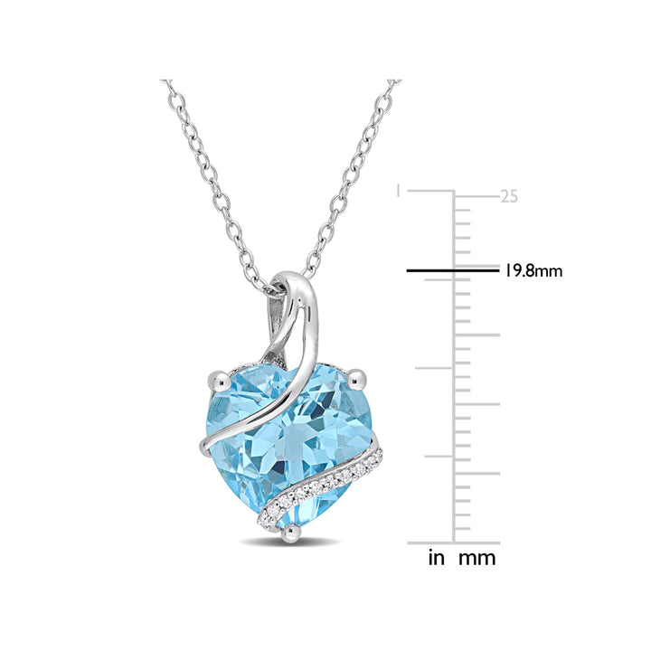 7.00 Carat (ctw) Sky Blue Topaz Heart Pendant Necklace in Rose Sterling Silver with Chain Image 3