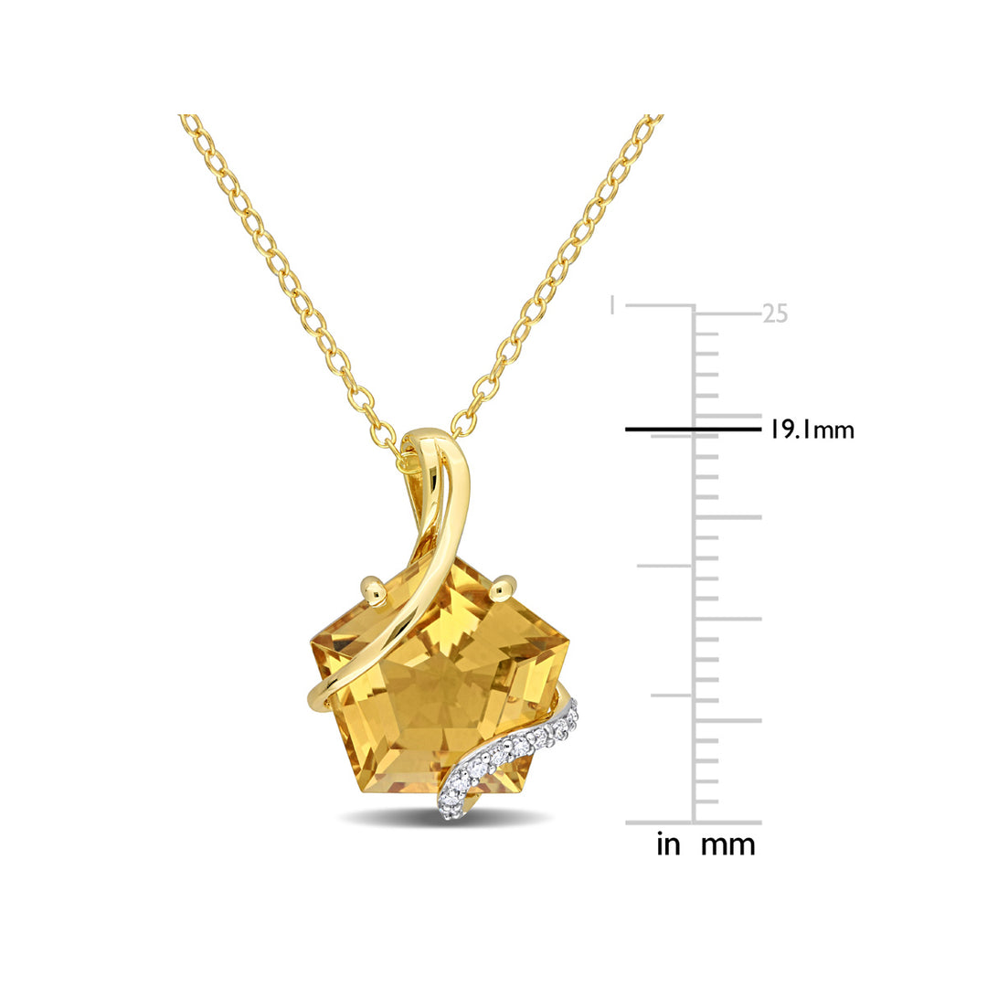 6.00 Carat (ctw) Citrine Pendant Necklace in Yellow Plated Sterling Silver with Chain Image 3