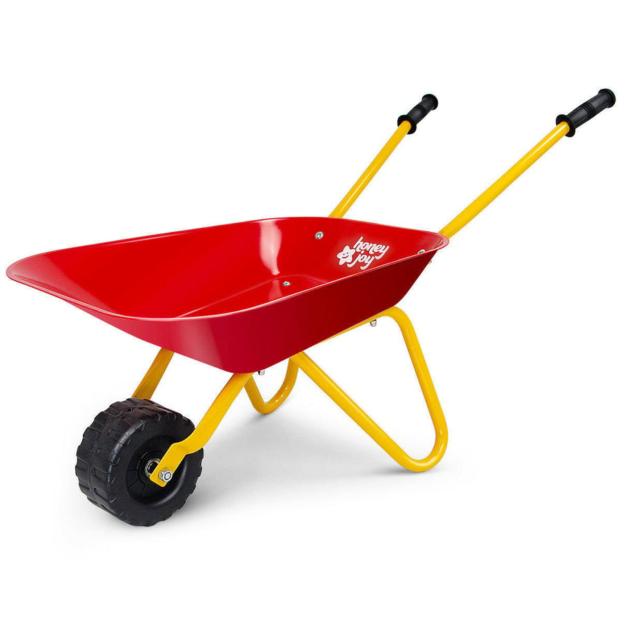 Costway Steel Wheelbarrow for Kids Red/Green Image 1