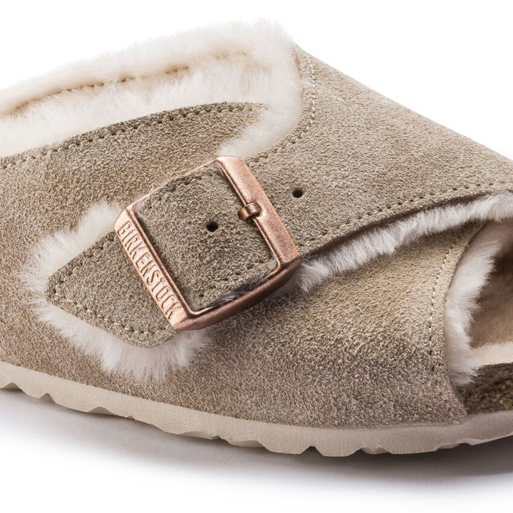 BIRKENSTOCK Arosa Shearling Mules Nude Suede Regular Width 1014858 Image 3