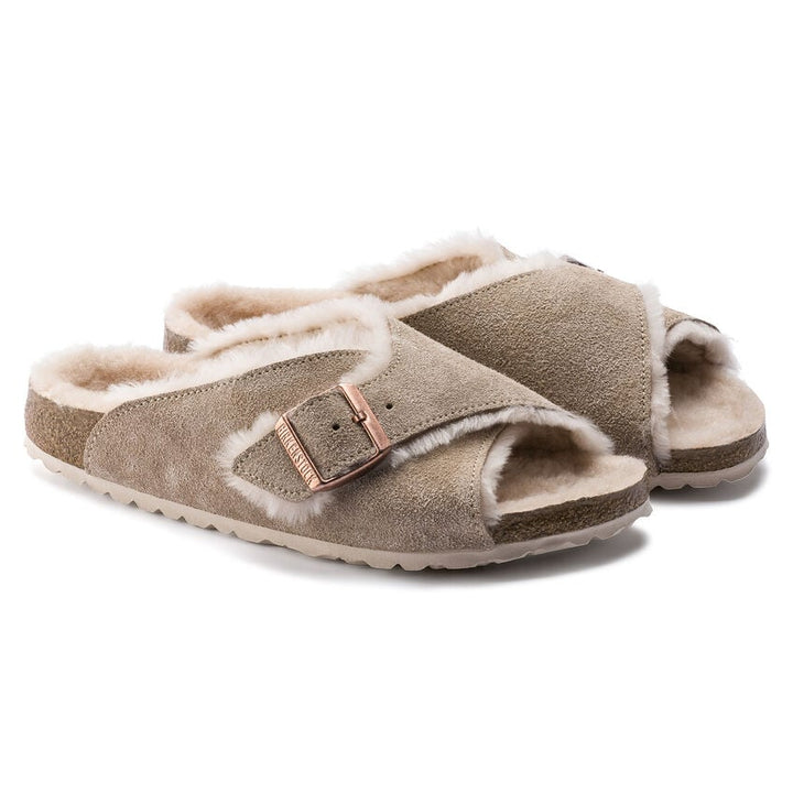 BIRKENSTOCK Arosa Shearling Mules Nude Suede Regular Width 1014858 Image 4