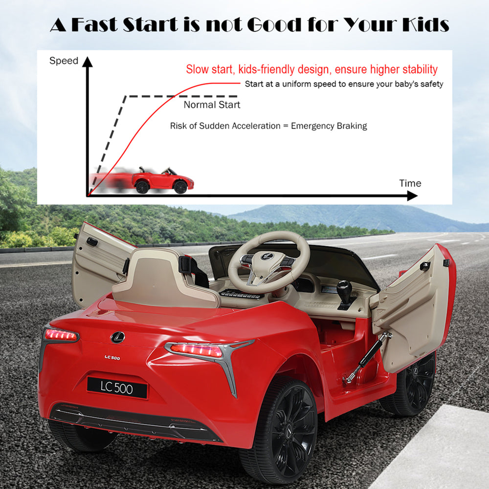 12V Licensed Lexus LC500 Kids Ride On Car w/ MP3 Remote Control Black/Red/White Image 2