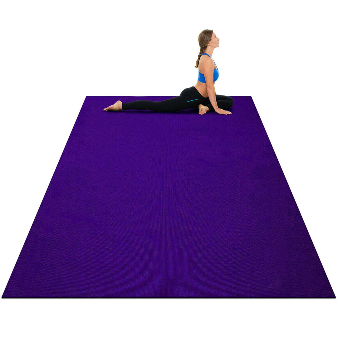Large Yoga Mat 6 x 4 x 8 mm Thick Workout Mats for Home Gym Flooring Black/Purple/Blue Image 1