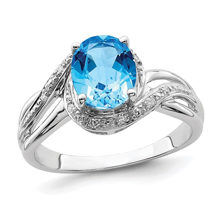 2.25 Carat (ctw) Swiss Blue Topaz Ring in Sterling Silver Image 1