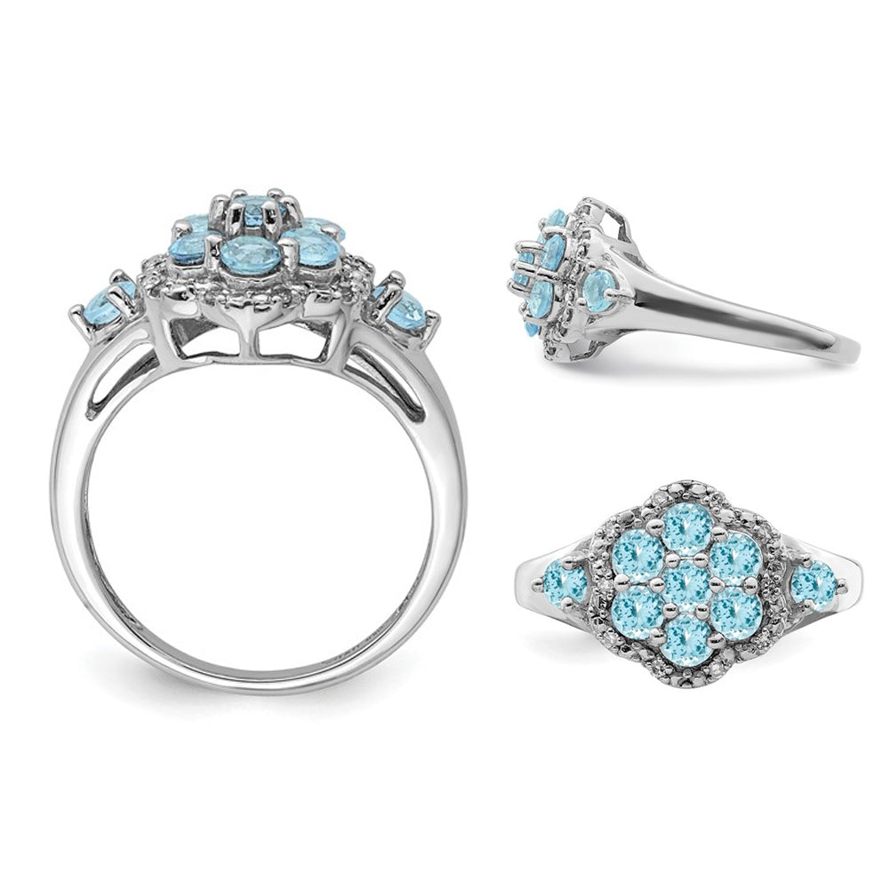 1.35 Carat (ctw) Swiss Blue Topaz Cluster Ring in Sterling Silver Image 2