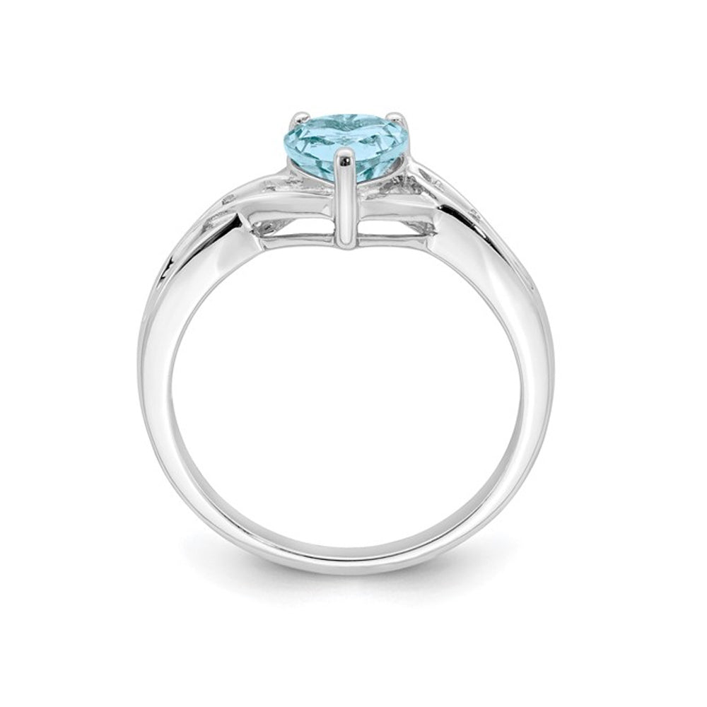 2/3 Carat (ctw) Natural Swiss Blue Topaz Heart Ring in Sterling Silver Image 2