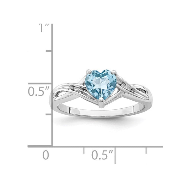 2/3 Carat (ctw) Natural Swiss Blue Topaz Heart Ring in Sterling Silver Image 3