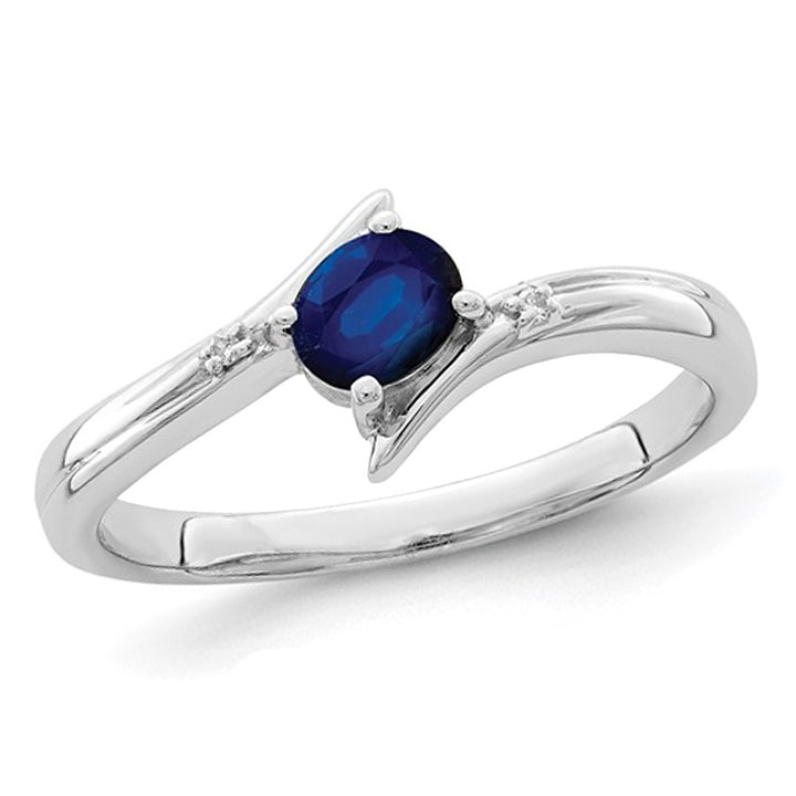 1/2 Carat (ctw) Natural Sapphire Ring in Sterling Silver Image 1