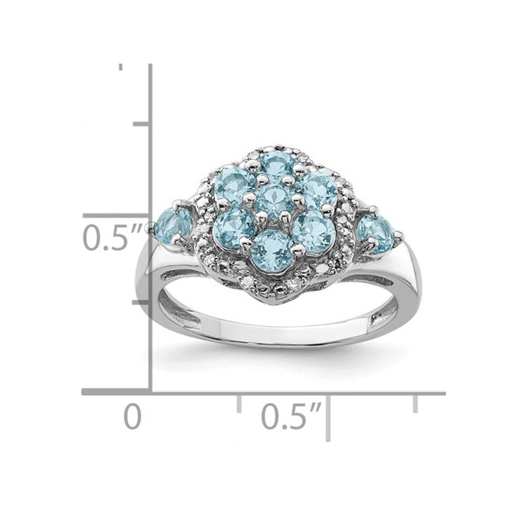 1.35 Carat (ctw) Swiss Blue Topaz Cluster Ring in Sterling Silver Image 3