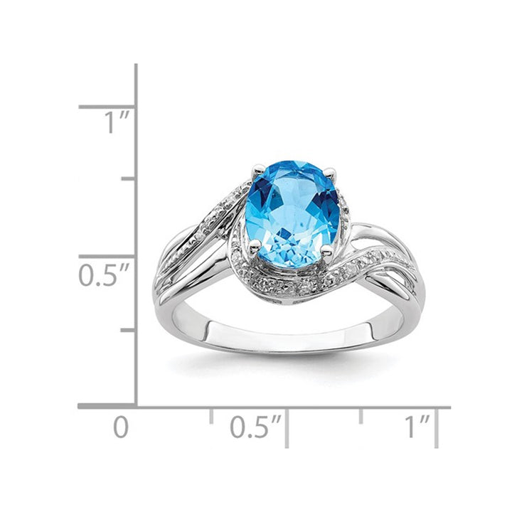 2.25 Carat (ctw) Swiss Blue Topaz Ring in Sterling Silver Image 3