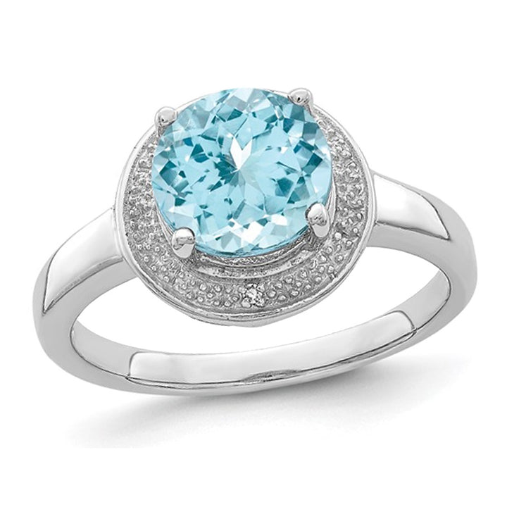 2.25 Carat (ctw) Light Swiss Blue Topaz Halo Ring in Sterling Silver Image 1