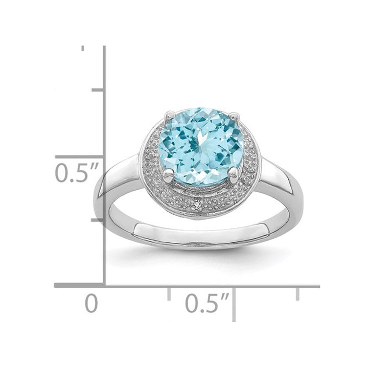 2.25 Carat (ctw) Light Swiss Blue Topaz Halo Ring in Sterling Silver Image 2