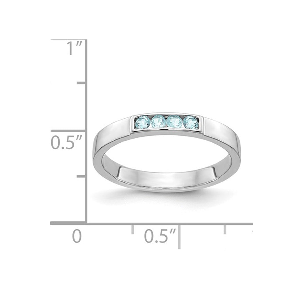 Swiss Blue Topaz Band Ring 1/8 Carat (ctw) in 14K White Gold Image 4