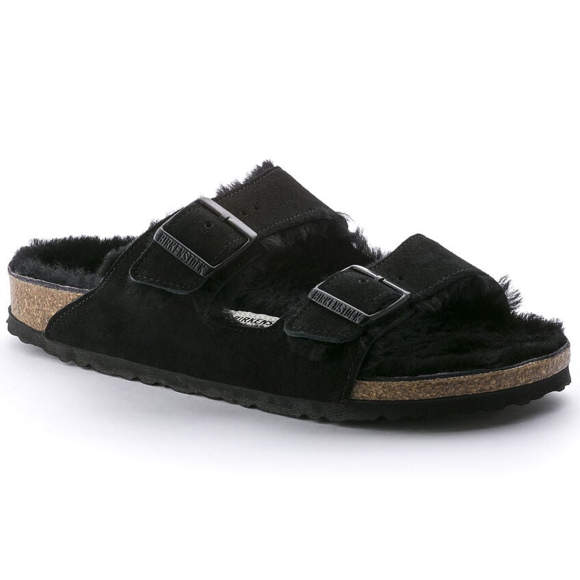 BIRKENSTOCK Arizona Shearling Sandals Black Suede Regular Width 0752661 Image 1